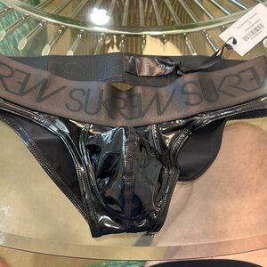 NWT Sukrew Wet Look black brief backless